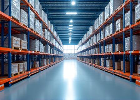 Interior of a modern logistics warehouse