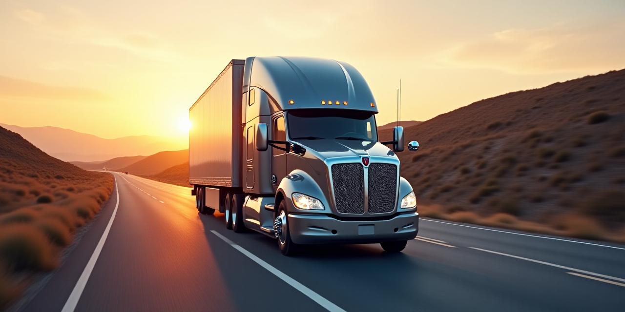 Modern logistics truck on a scenic highway representing reliability