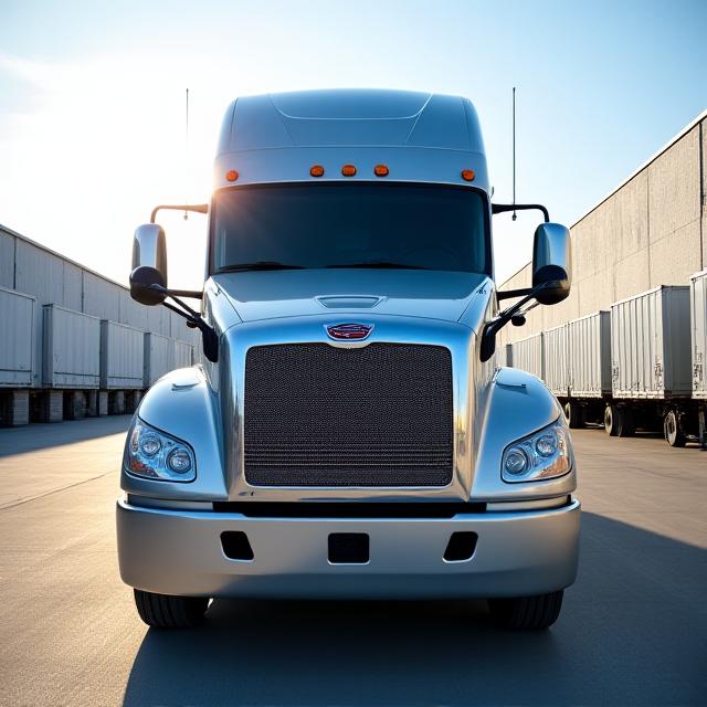High-resolution profile of a heavy-duty shiny transport truck